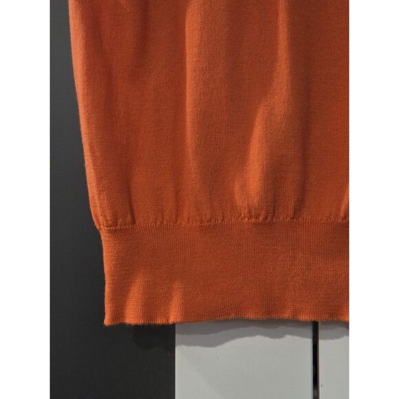 I. Magnin By Ballantyne Merino Wool Short Sleeve Sweater Sz 38 Orange Elevated - Picture 5 of 12
